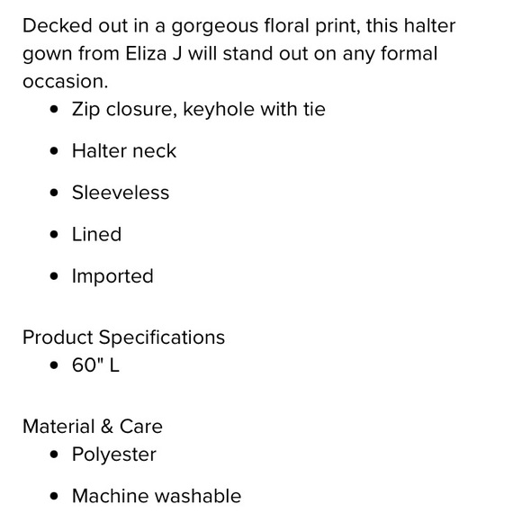 NWT Sleeveless Halter Neck Floral Gown Pink Size 8 Eliza J - Picture 5 of 8